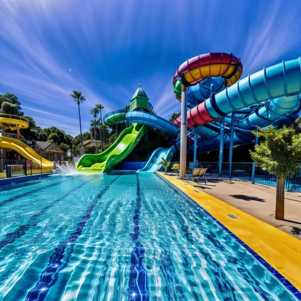water park with slides pools generative ai 356060 5220