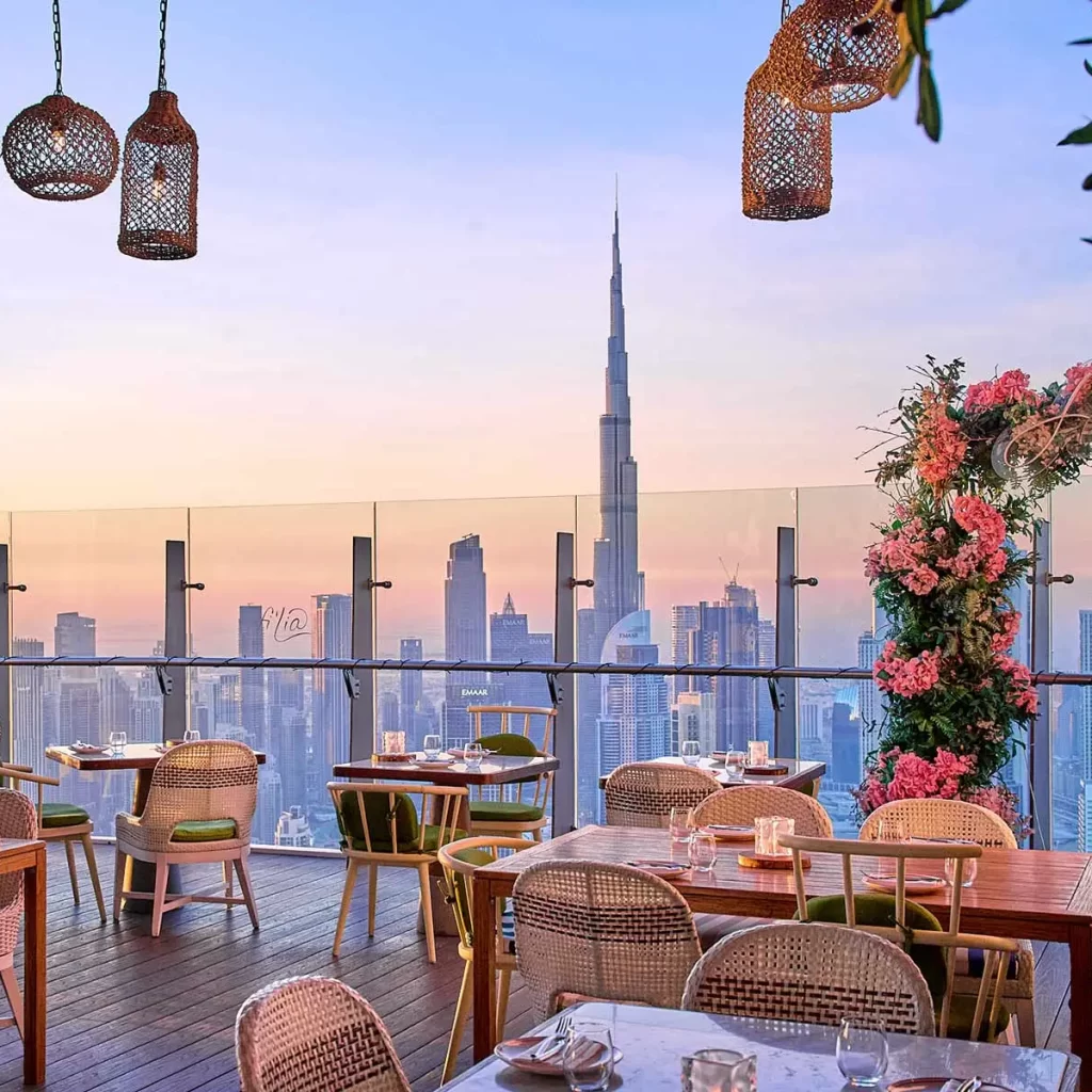 sls dubai restaurants filia patio sunset